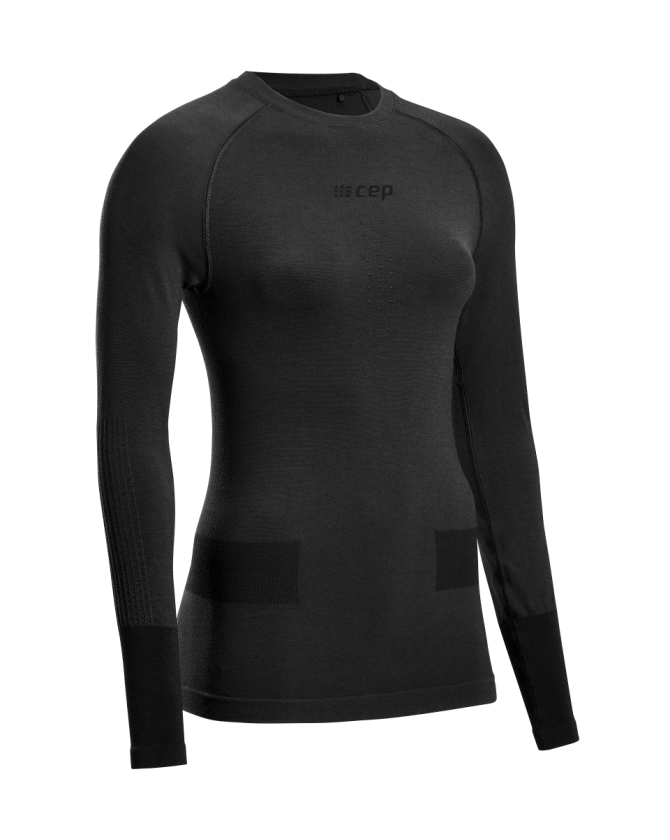 CEP merino base layer shirt skiing long sleeve für Frauen in black